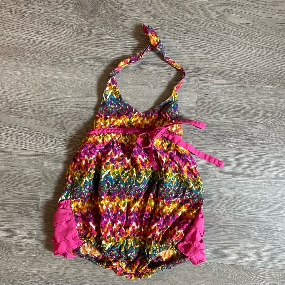 Ruffle Butts‎ Girls 18-24 months Romper Tie Dye Rainbow Colorful Beach Tropical